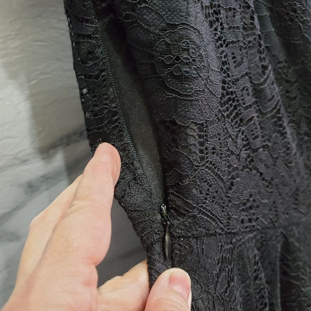 MllesReve Cocktail Party Dress Women Size XL Black Vintage Floral Lace Hi Low - Picture 6 of 11